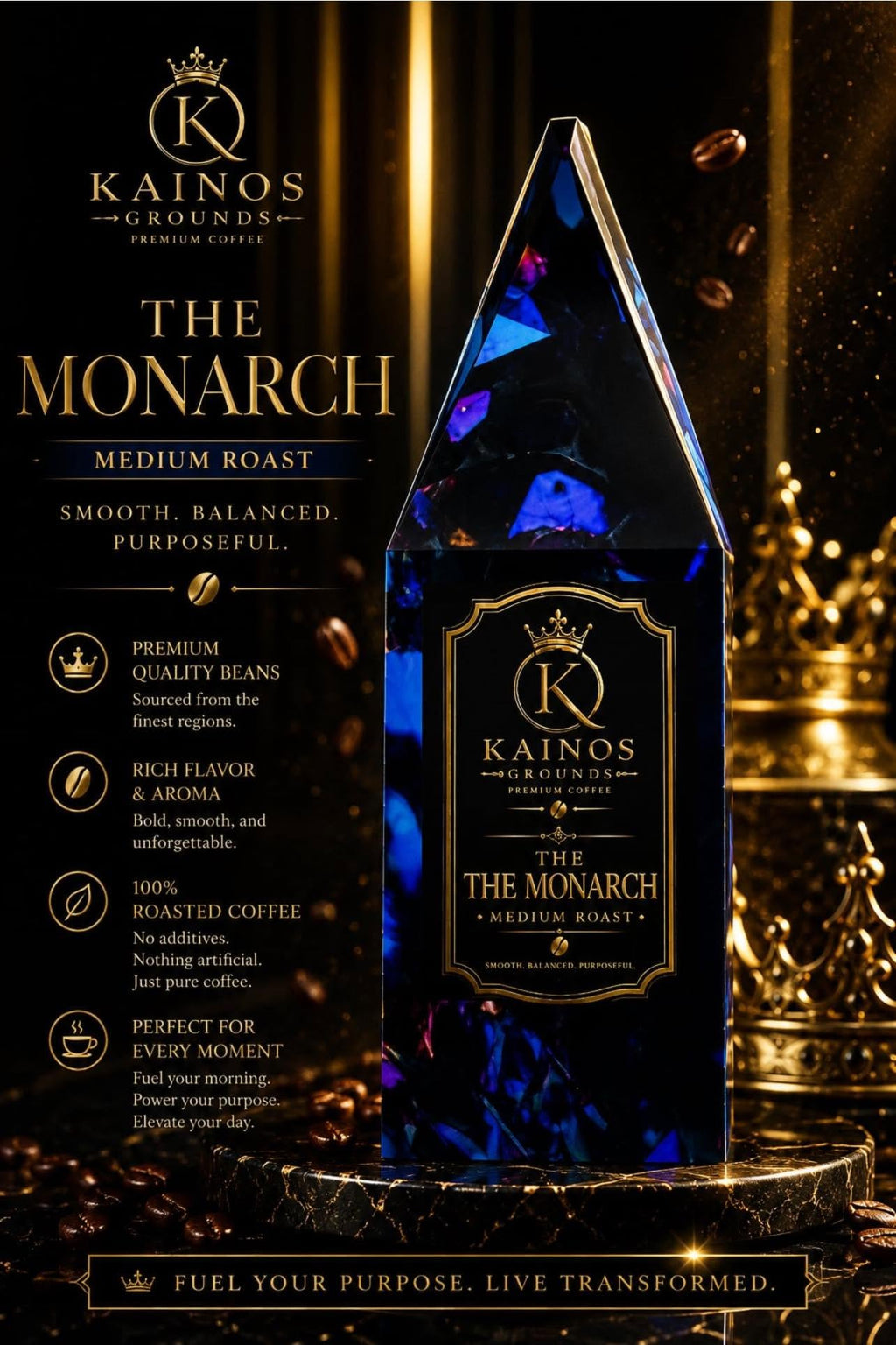The Monarch | Premium Medium Roast Coffee (Ground) | Kainos Grounds