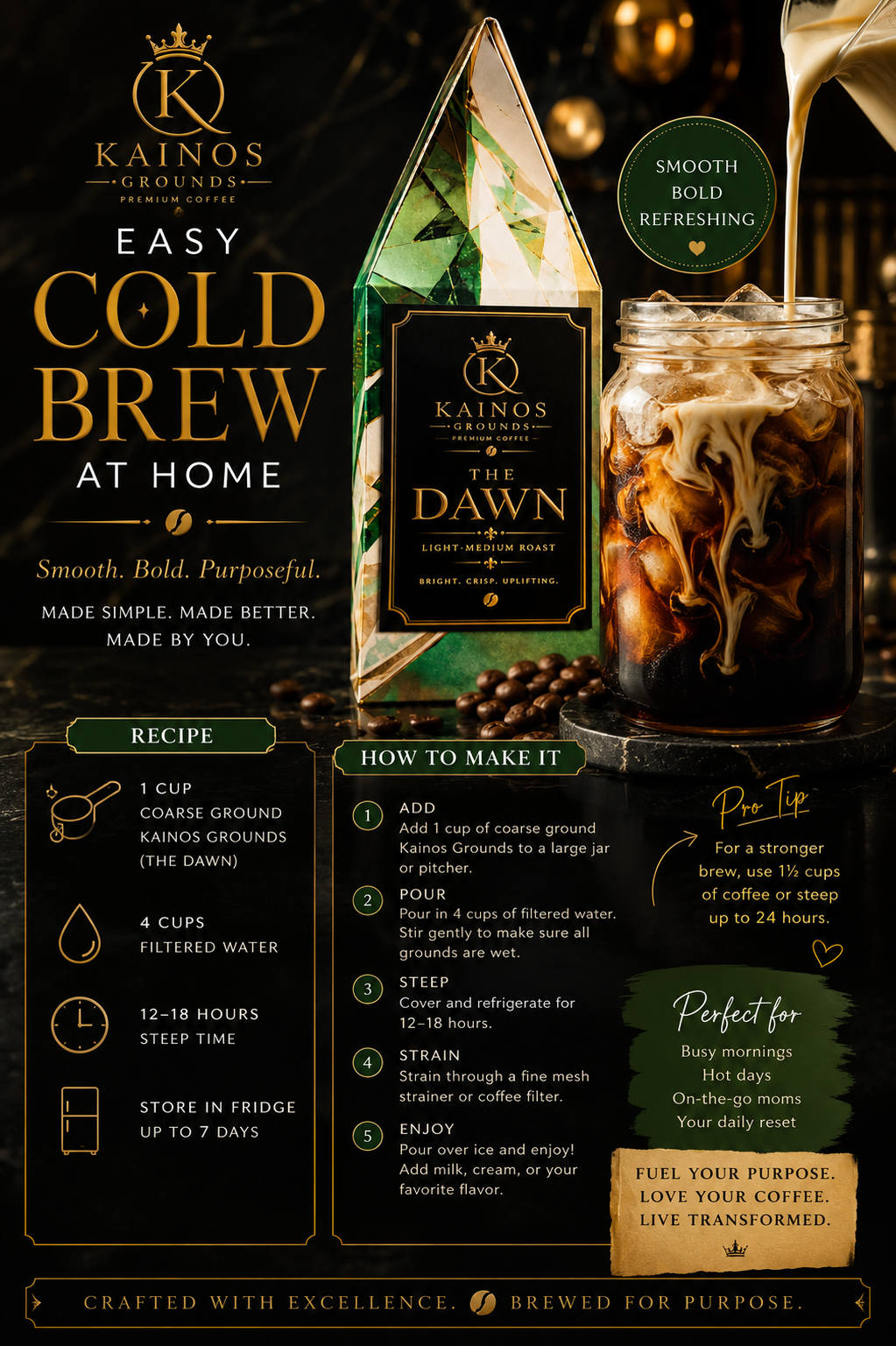 The Dawn™ | Premium Light-Medium Roast Ground Coffee | Kainos Grounds