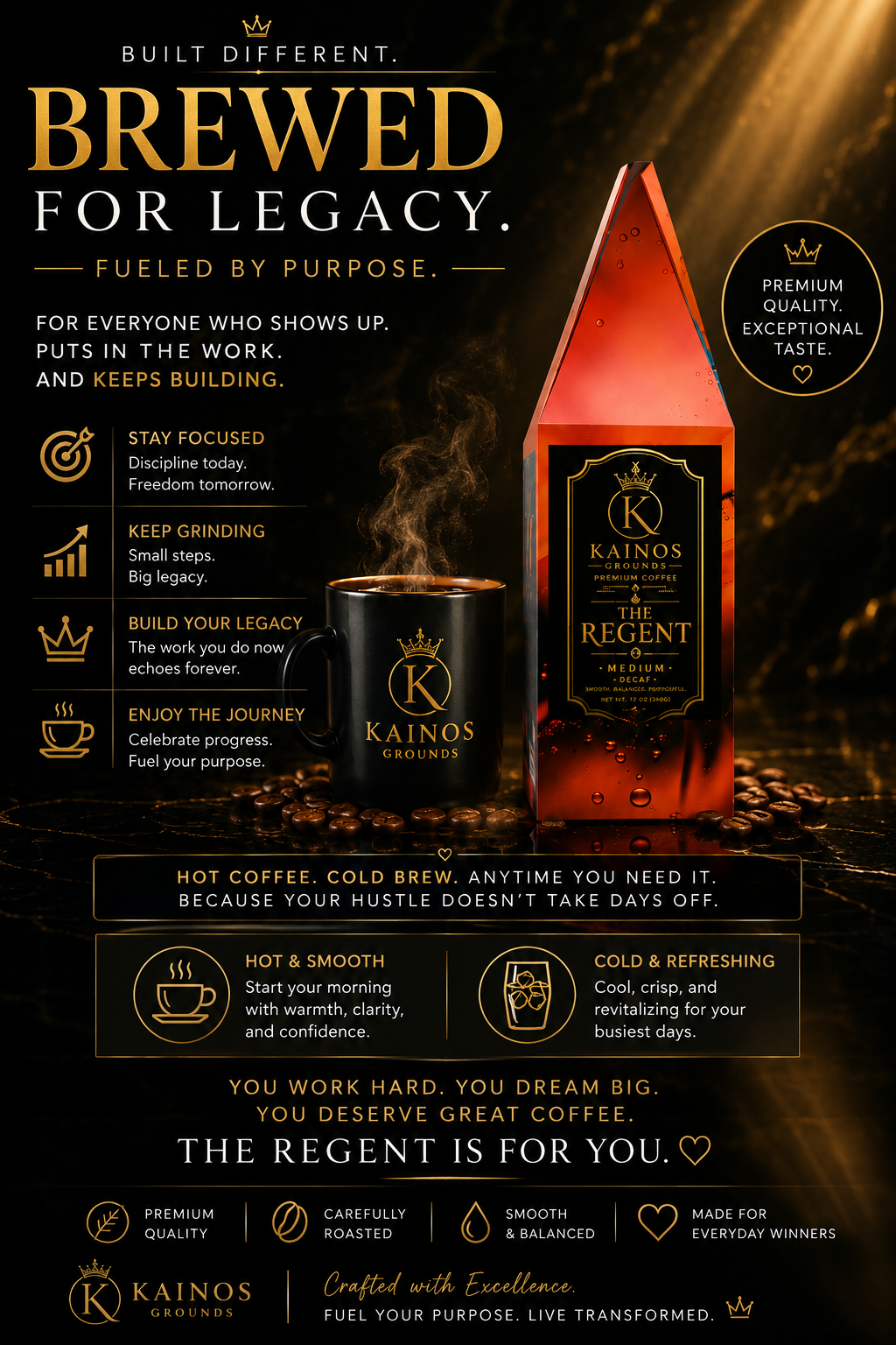 The Regent™ | Premium Decaf Medium Roast Coffee (Ground) | Kainos Grounds